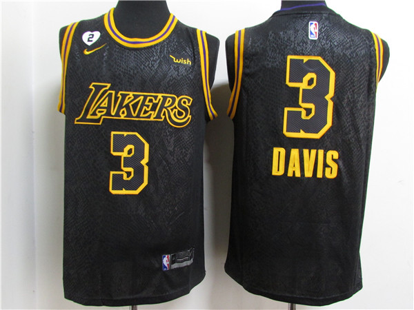 Men's Los Angeles Lakers #3 Anthony Davis 2020 Black City Edition With GiGi Patch Stitched NBA Jersey